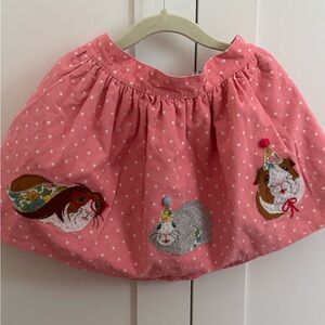 Mini Boden Pink Polka Dot Skirt with Animal Appliqué